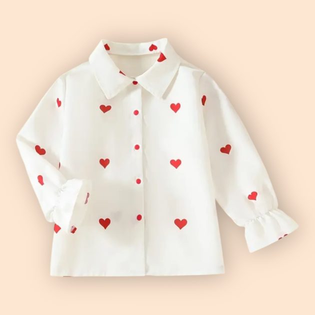 meisjes blouse met hartjes