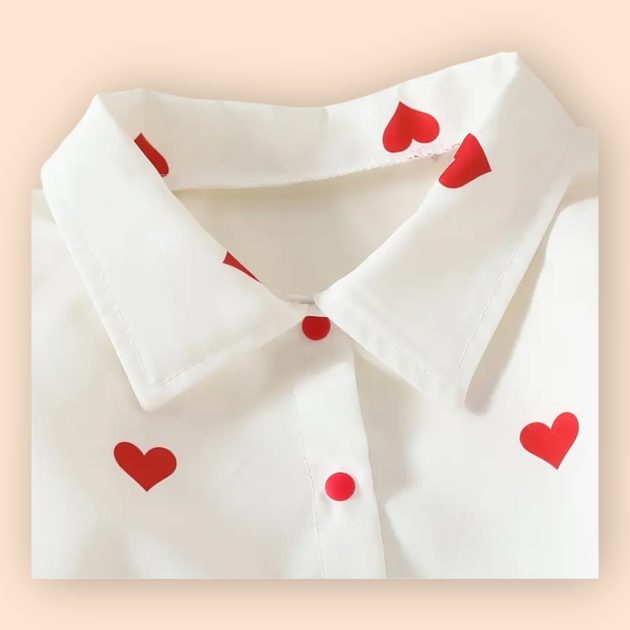 meisjes blouse met hartjes - Afbeelding 2