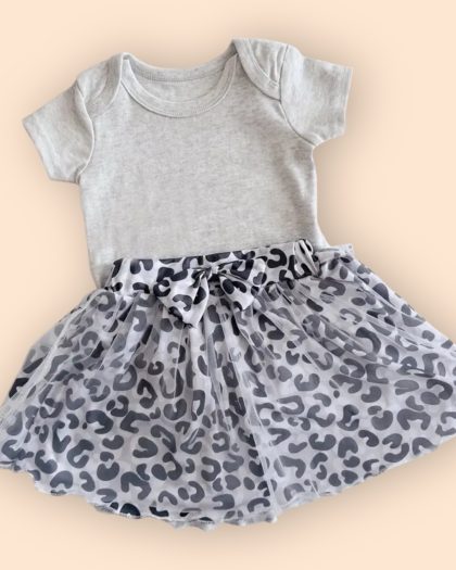 babyset romper +rok luipaardprint