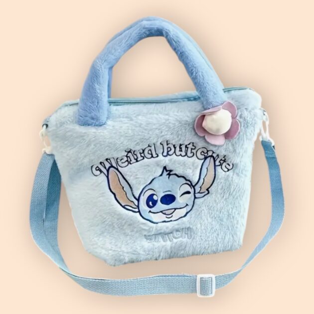 Zachte Fluffy Lichtblauwe Stitch Handtas – Schattig & Comfortabel