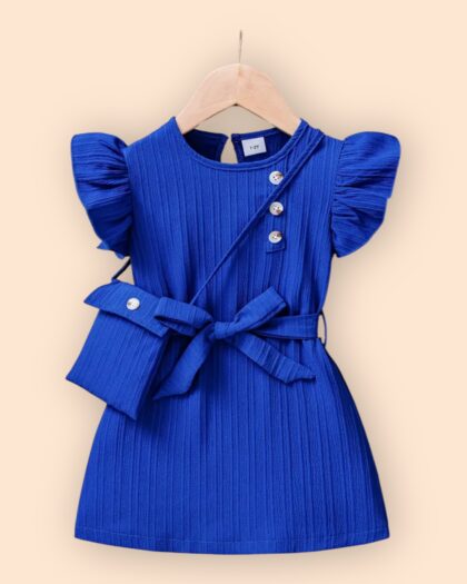 Koninklijk Blauwe Meisjesjurk met Tas