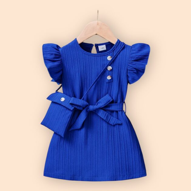 Koninklijk Blauwe Meisjesjurk met Tas