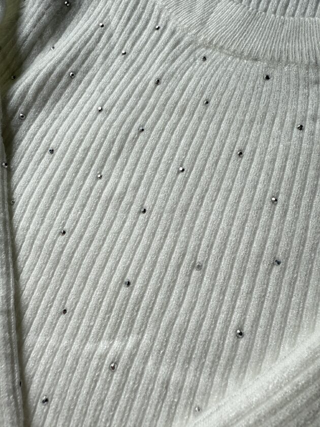 Witte Ribgebreide Trui met Subtiele Glitters Meisjes - Afbeelding 2